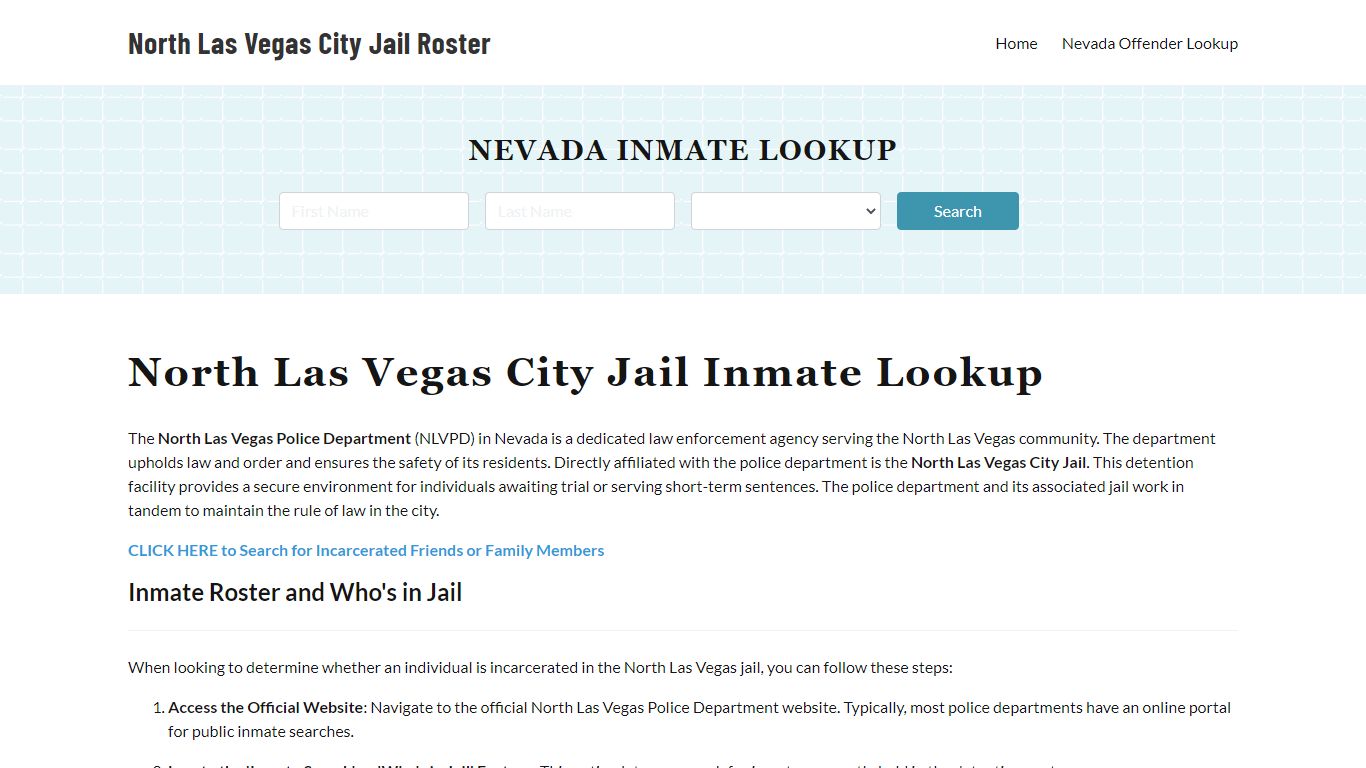 North Las Vegas Police Department & City Jail, NV Inmate Roster ...